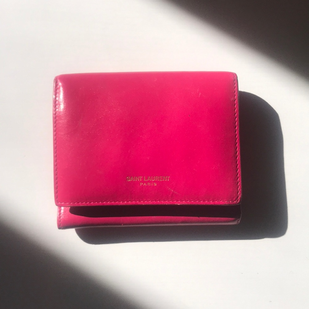 Saint Laurent hot pink wallet